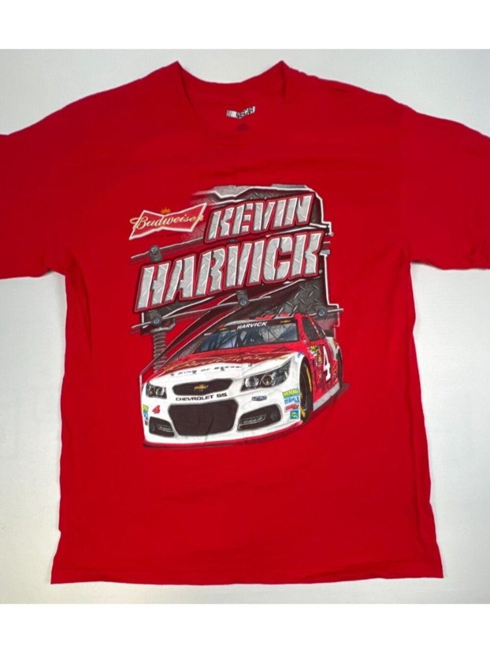 NASCAR Kevin Harvick Budweiser #4 Racing T-Shirt Men Large Red Stewart-Haas